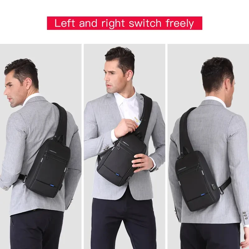 Factory Low Price Waterproof Men Shoulder Chest Crossbody Side Bag Mini Messenger Sling Bag With Usb Port