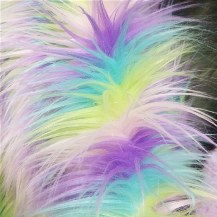 Китайская фабрика лидер продаж роскошная красочная Радужная длинная ворсовая ткань из искусственного меха искусственный мех для игрушек