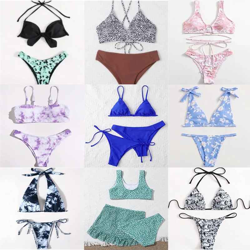 Wholesale Adjustable Women Bikini Suits Mid Waist Swimsuits Bulk One Piece Swimwear