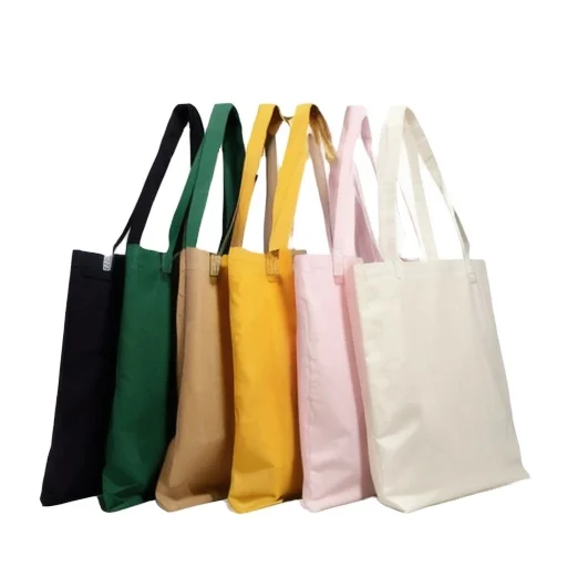 Personalized Custom Printed Logo Cotton Canvas Tote Bags Promotional Reusable Plain Blank Shopping Bags
