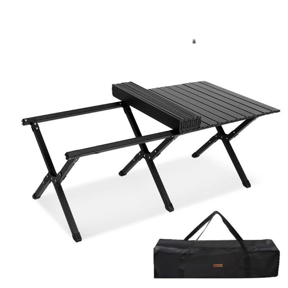 Outdoor Black Portable Folding Camping Table Aluminum