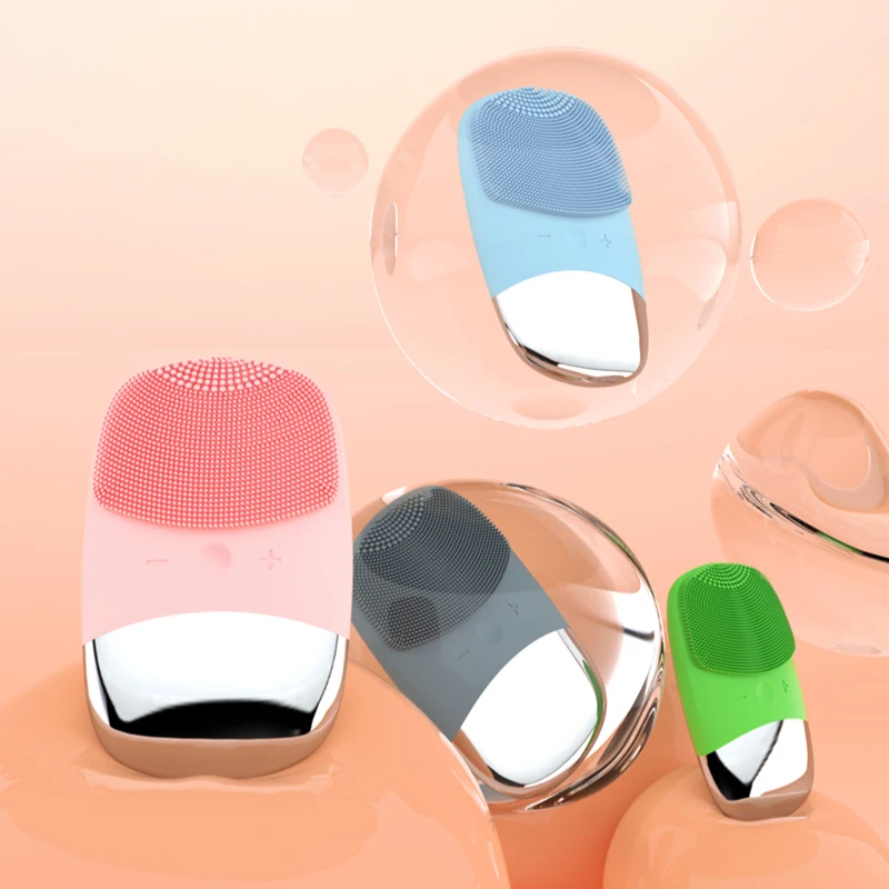 Wholesale Mini 3D Double Side Skin Care Tool Facial Cleanser Brush Face Cleaning Sonic Silicone Facial Massager Cleansing Brush
