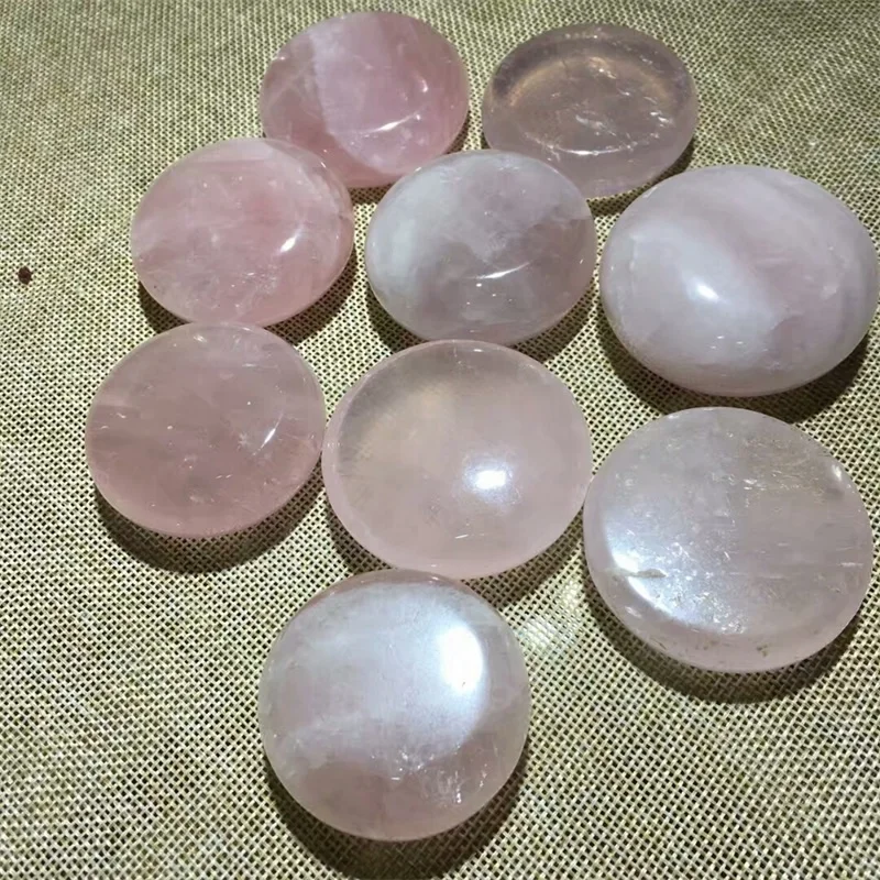Cheap Price Natural Round Shape 4-5cm Rose Quartz Crystal Piece Palm Stone