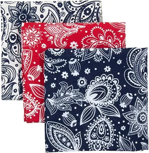Wholesale Promotion Multifunction Colourful Custom 100% Cotton square Fabric Customized Printed Headwear Classic Paisley Bandana