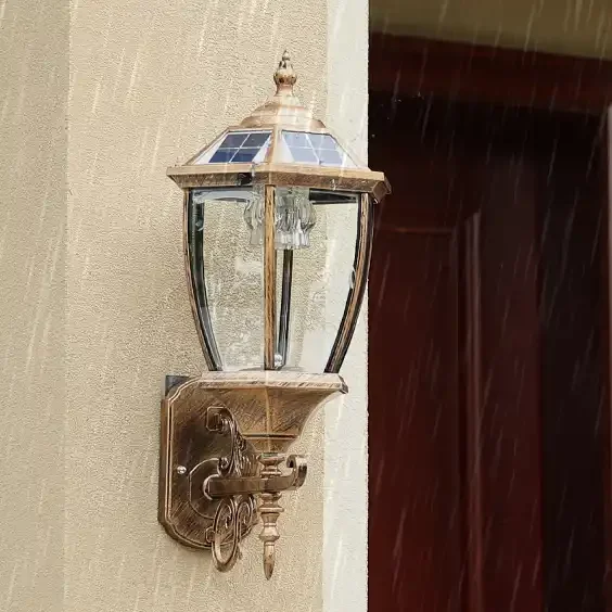 Custom Solar Sensor LED Wall Light Waterproof Vintage Lamp Fixtures for Garden Fence Exterior Outdoor Walls-IP65 Rating