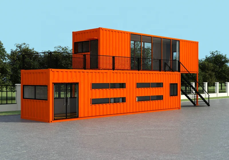 Easy assembly prefab shipping container house for office two storey