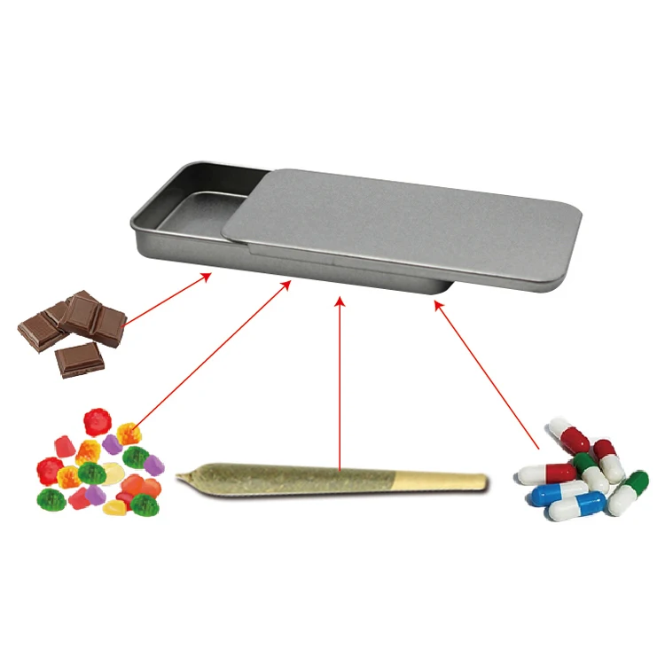 Portable Rectangular Food Grade Mini Tin Metal Candy Sliding Mint Tin Box