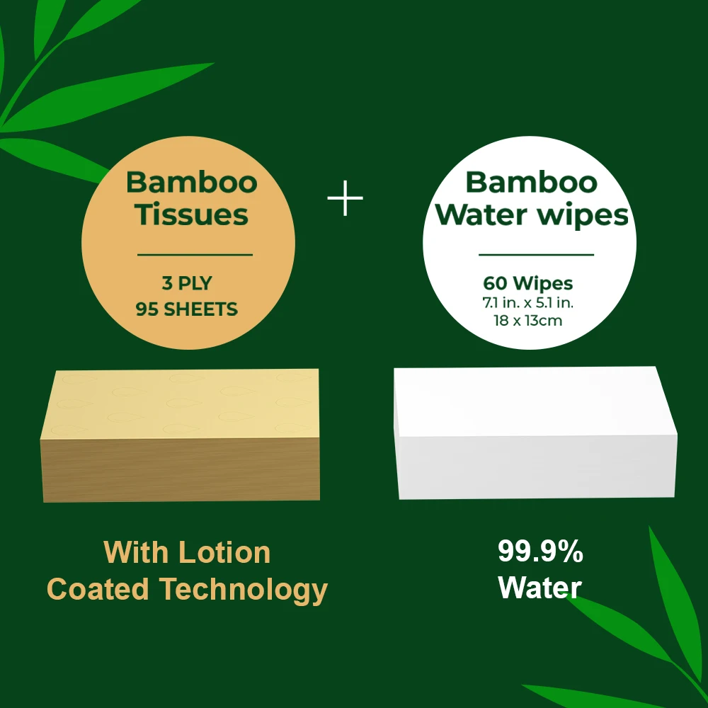Sweet Carefor Pure Water Baby Wipes and Bamboo Lotion Tissues,Customized 2-in-1 Wet Wipes and Bamboo Tissue Paper package