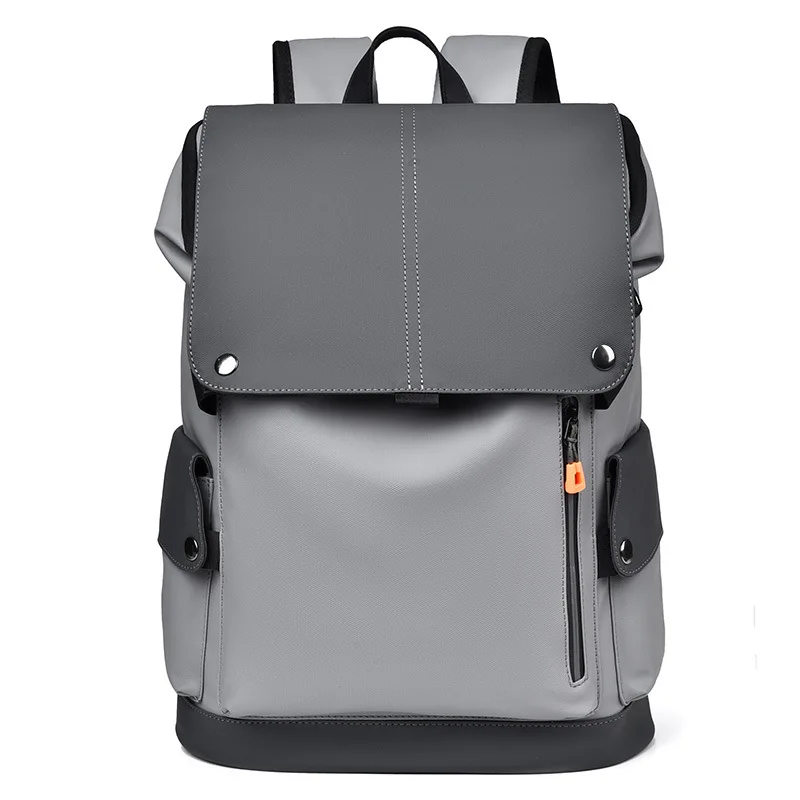 Large Capacity Expandable Laptop Backpack PU Leather Business Backpack USB Connector Zipper Closure Bag