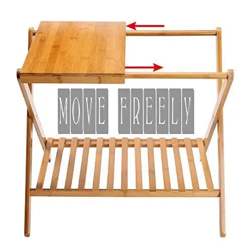  Solid Wood Deluxe Luggage Rack Bamboo Foldable Wooden Hotel With Mobile Tray And