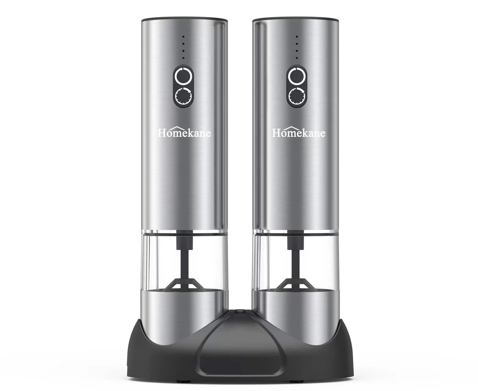 Homekane Built-in Battery Powered USB Rechargeable Stainless Steel Salt and Pepper Grinder Mills
