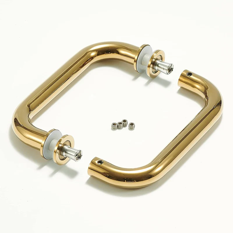 Foshan shower room handle 1 inch stainless steel round tube L-shaped handle glass door handle