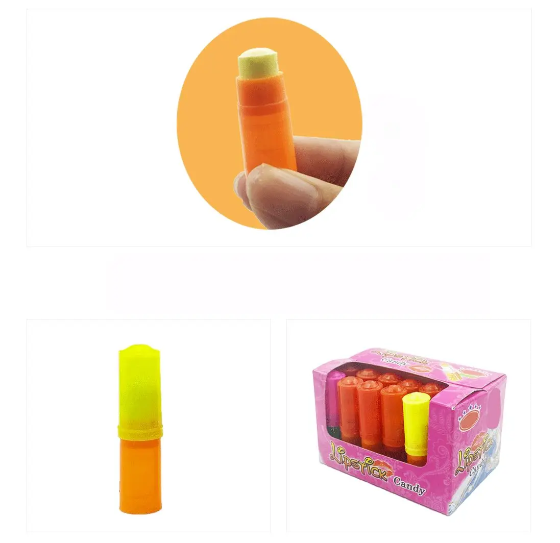 Christmas Halal Mini Fruit Flavor Lipstick Tablet Candies Lollipop Peress Caramelos Toy Lipstick Candy