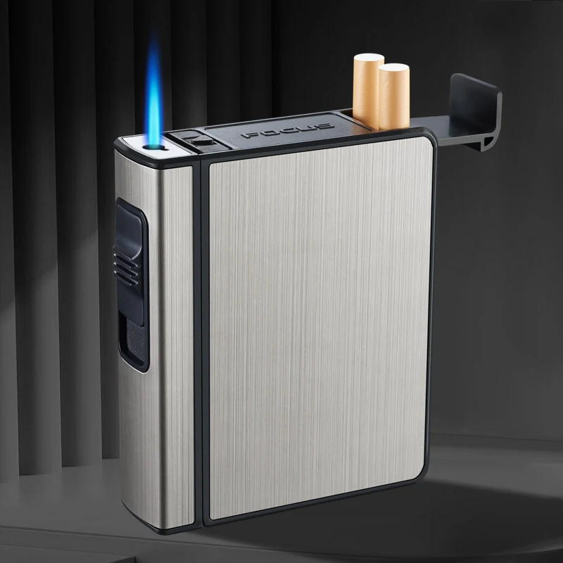Wholesale metal lighter smoking set Cigarette Box With Gas Lighter Pocket Cigarette Case Box