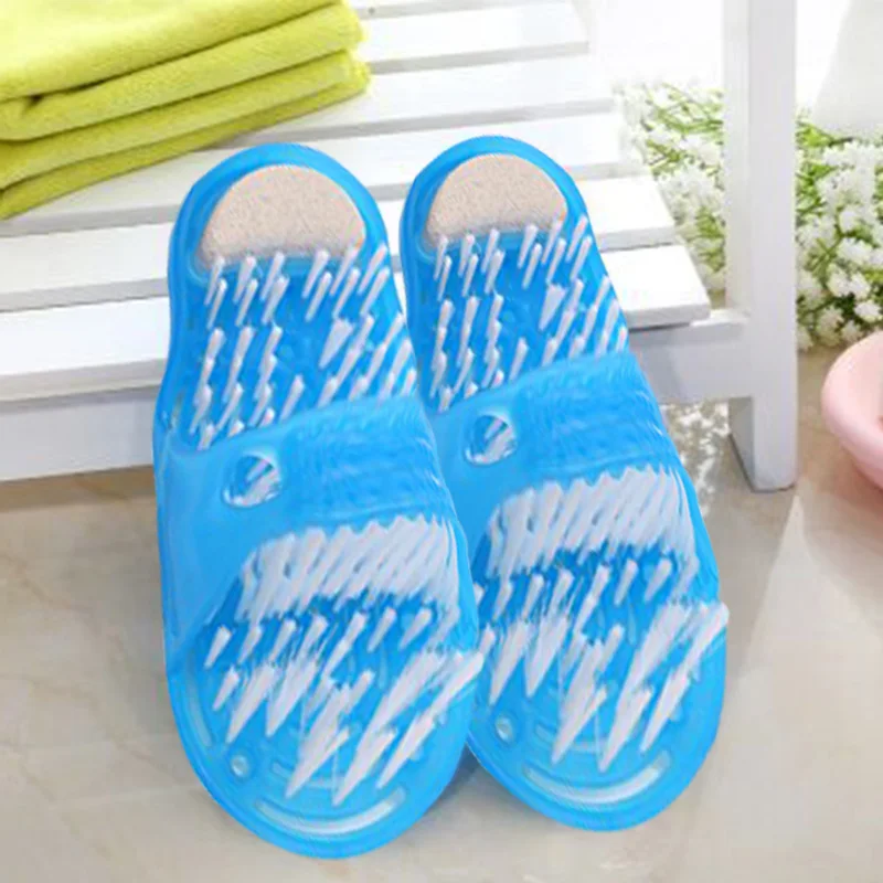 
plastic bathing slipper hot sell bathroom shoe scrub Exfoliating foot brush 