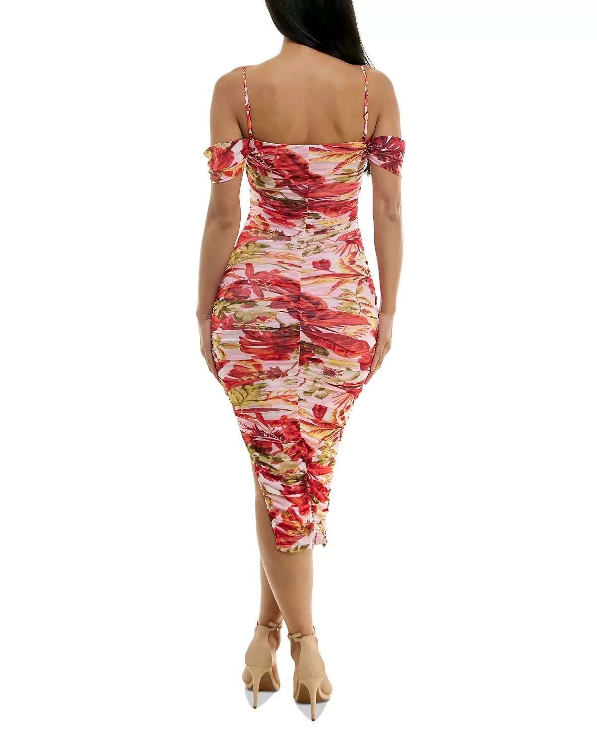 Fast Custom Women Floral Dress Summer Vacation Slip  Off Shoulder Draped Waist Floral Pattern Printed Midi womens Dresses