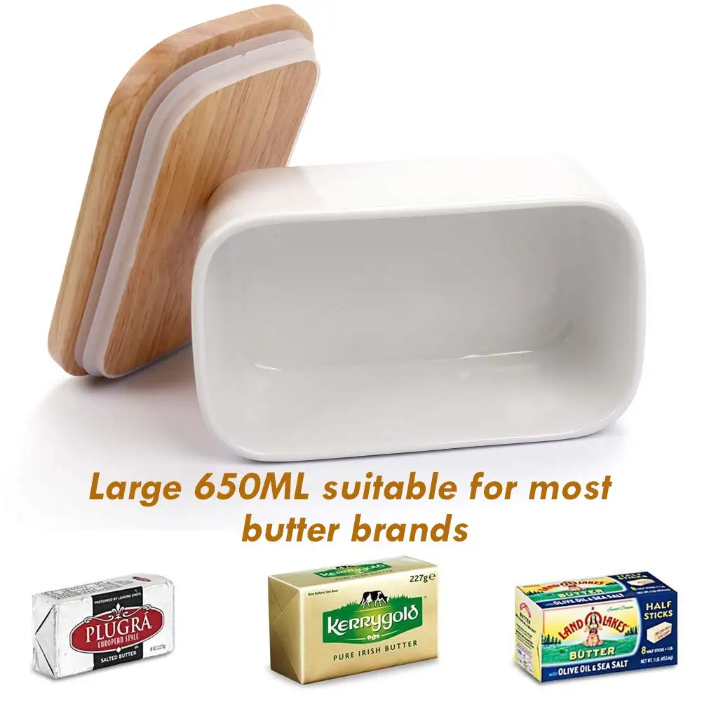 Customized Butter Box Butter Keeper Food Storage Container Large Ceramic Butter Dish with Lid