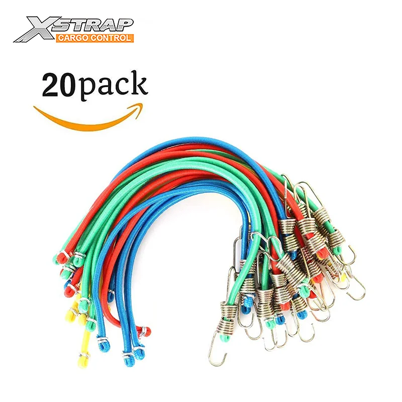 Amazon Hot Sell Mini  4MM*20PK   Elastic Bungee Rubber Cords Bungee Cord With Metal End