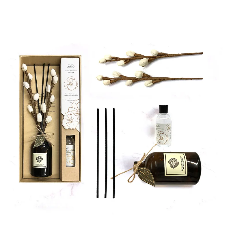 2024 Home aromatherapy Luxury New Design Ceramic 50ml No fire Home aromatherapy Scented Artificial Flower With Rattan Stick