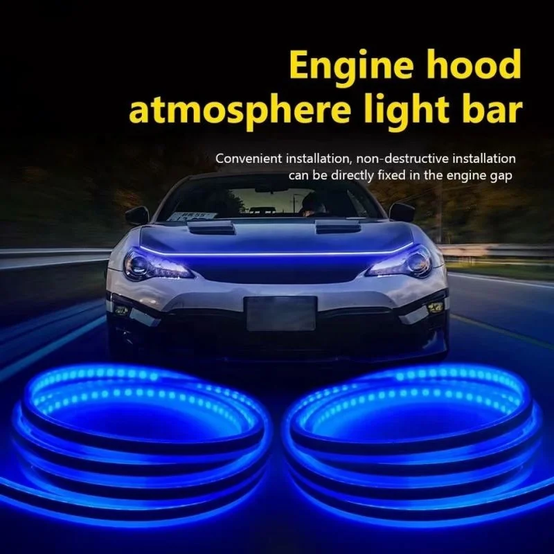Led Car Hood Lights Strip Universal Engine Hood Guide Decorative Light Bar Auto Headlights Car Daytime Running Light