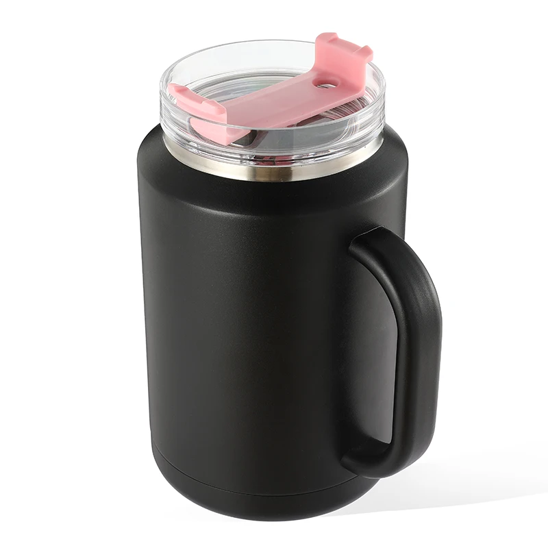 Everich Double Walled Stainless Steel 50oz  Wide Mouth Tumbler with Handle and Cover can Switch between two modes