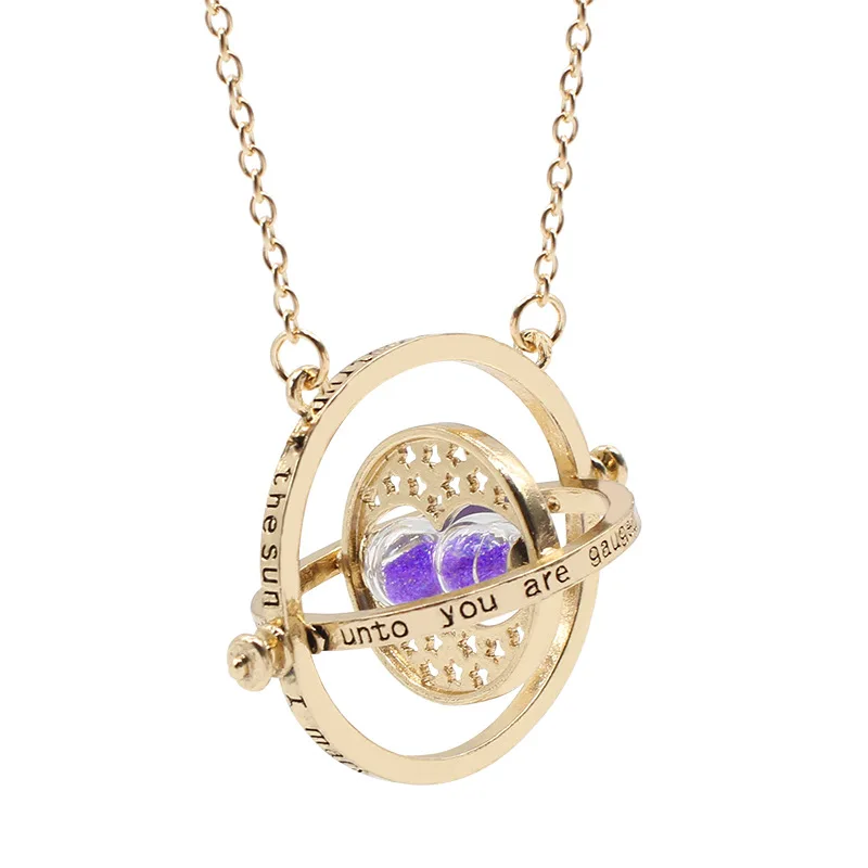 Stylish retro Film equivalent Time Time Converter Hourglass can rotate round necklace necklace