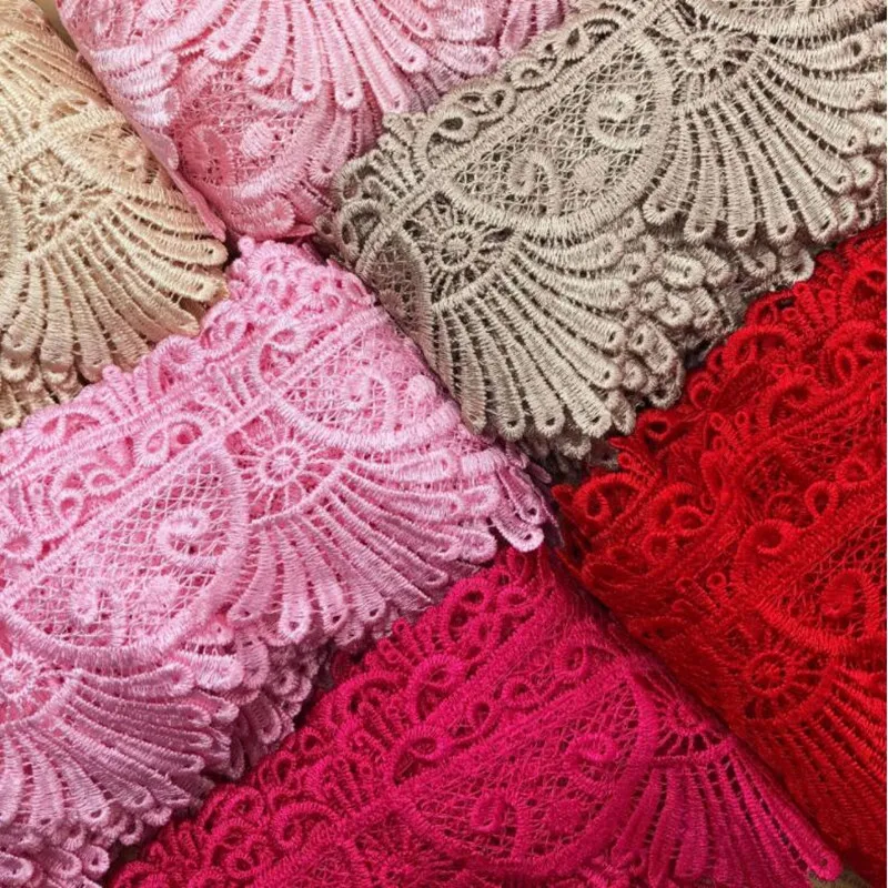 Popular colorful promotional Elegant china chemical embroidered guipure water soluble lace Trim fabric for garment dress luggage