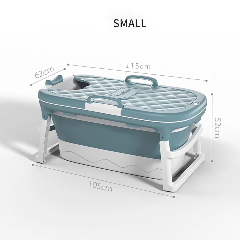 1.15m Portable Adult Bathtub FoldingKids Household Collapsible Swimming Large Freestanding With Cover