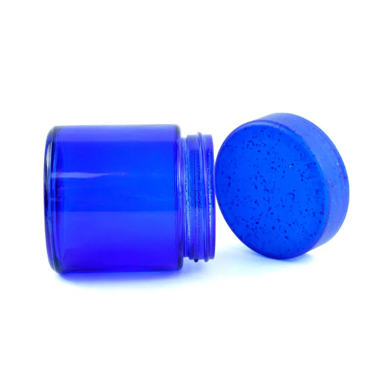 Cobalt blue glass jars flower 6oz blue glass jar smell proof custom 4oz glass jar child proof colors with box airtight smoothcap
