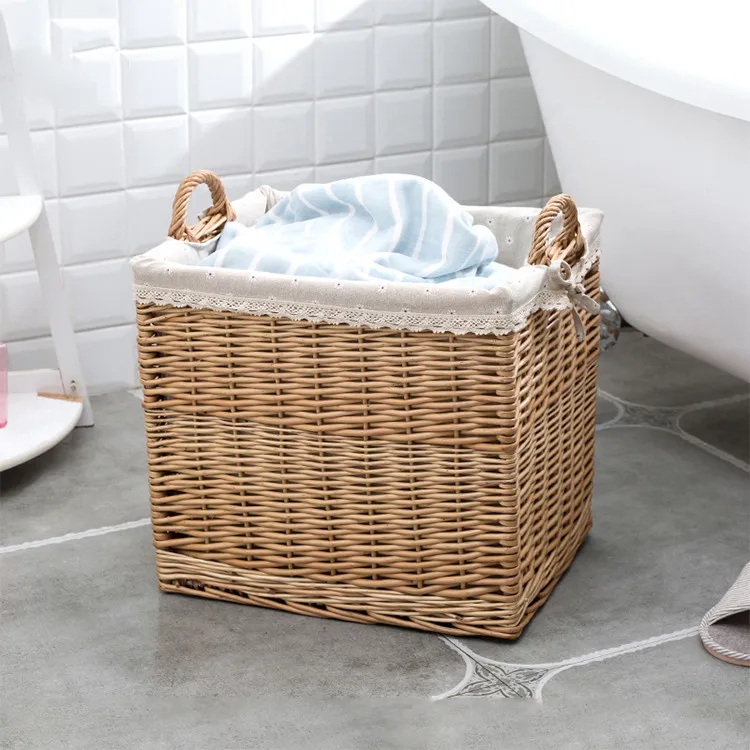 Cheap Wicker Basket Square Natural Rattan for saving space storage usually for laundry