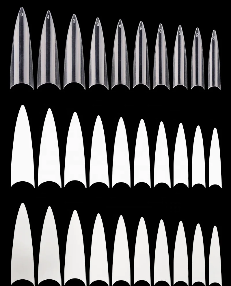 Professional nail extension French Tips Extra Long Stiletto False Nails  For Salon Tips 10 different sizes 600pcs/bag