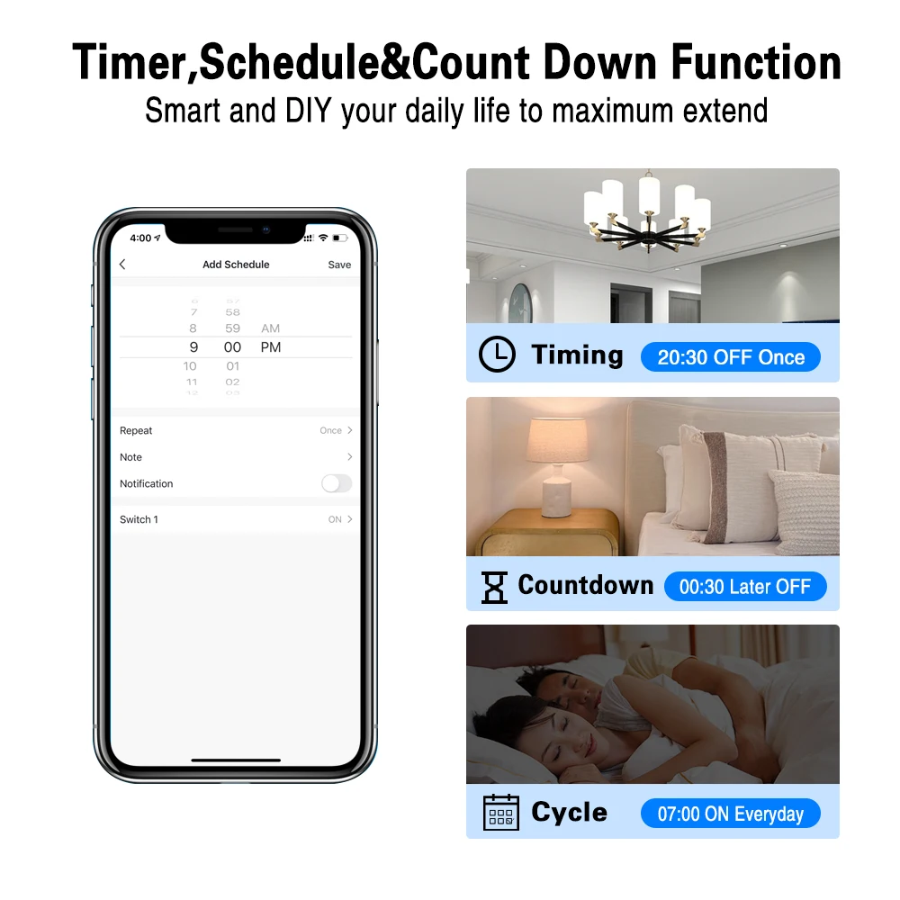 Tuya App Remote Control Smart Timer Switch Diy Wifi Smart Switch Wireless No Neutral Wire