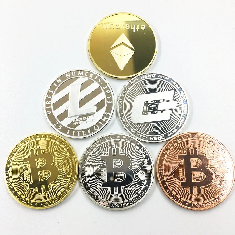  Металлическая Золотая Серебряная крипто-биткоиновая монета BTC на