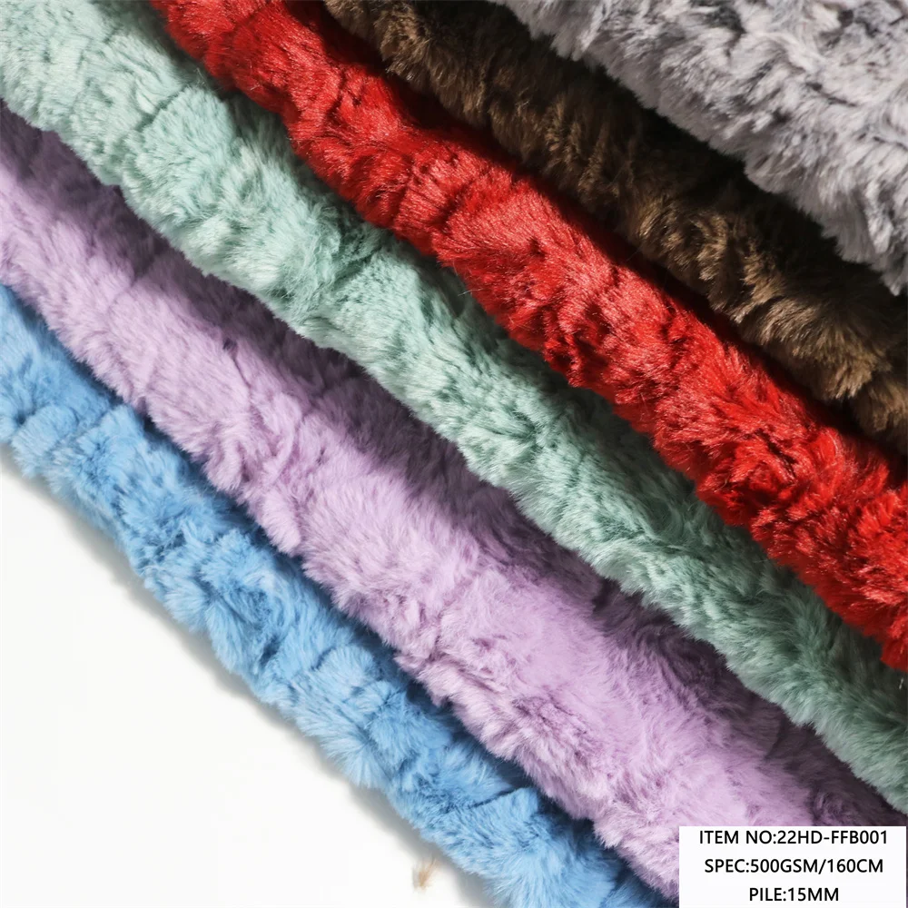 Oeko-tex certification Polyester suitable for carpet Rabbit Faux Fur fabric with brush design plush fabric