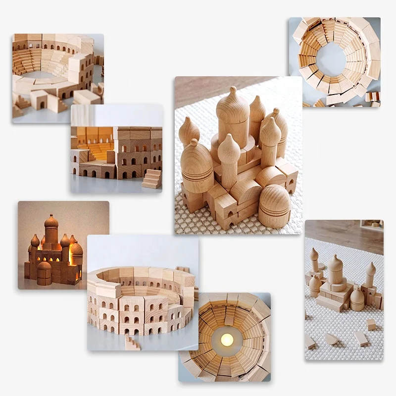 
Beech Big Building Blocks Toys for Kids Arts and Crafts Roman Colosseum and Russian Church Geek Wooden Color Box Unisex 1set 