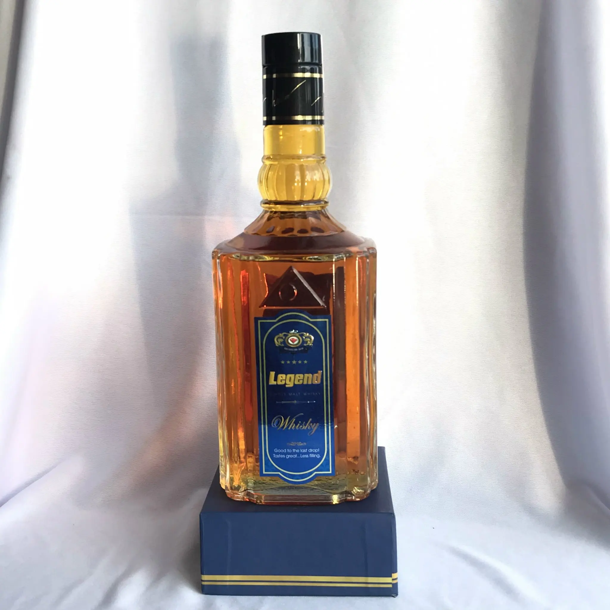 Legend Blue Whisky Bottle With Alcoholic Beverage Grains And Herbs Blended Grain Whisky