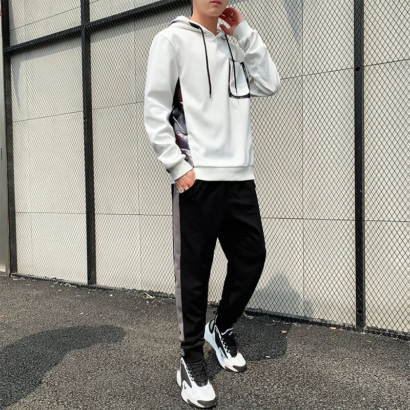 winter cotton tracksuit set hoodie pants 2 pieces men hoodies 100% cotton suits set for men  wears in turkey sudaderas hombre