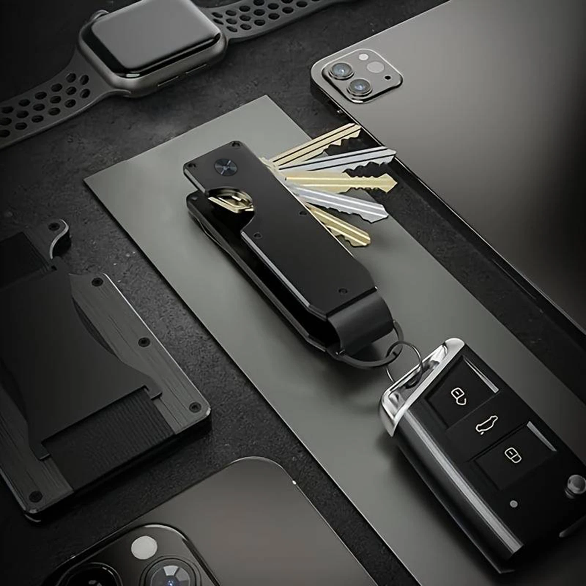 Fashion daily aluminum ultrathin key holder,With screw and gift box key chain,Portable compact pocket foldable Key card clip