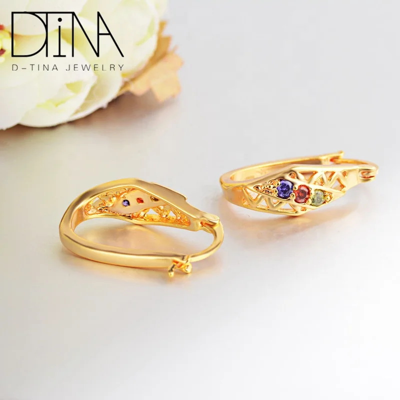 Dtina 18k gold plated cubic zirconia hoop earrings jewelry for women