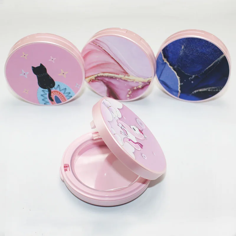 In stock Pink empty compact powder case make your LOGO round compact powder case