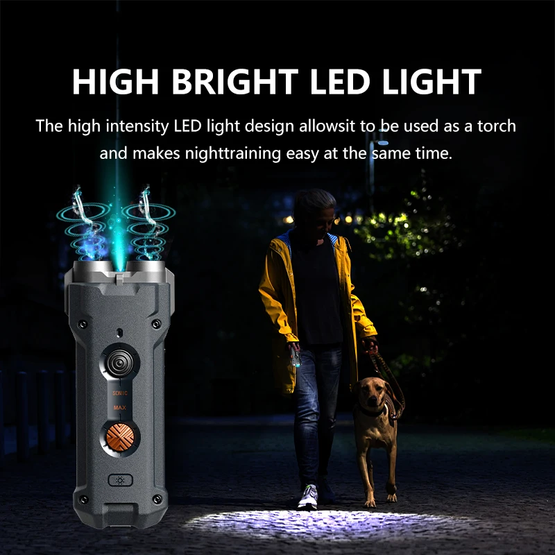 Outdoor Rechargeable Led Handheld Ultrasonic Bark Stop Pet Dog Repeller Training Device Electronic Dogs Barking Deterrents