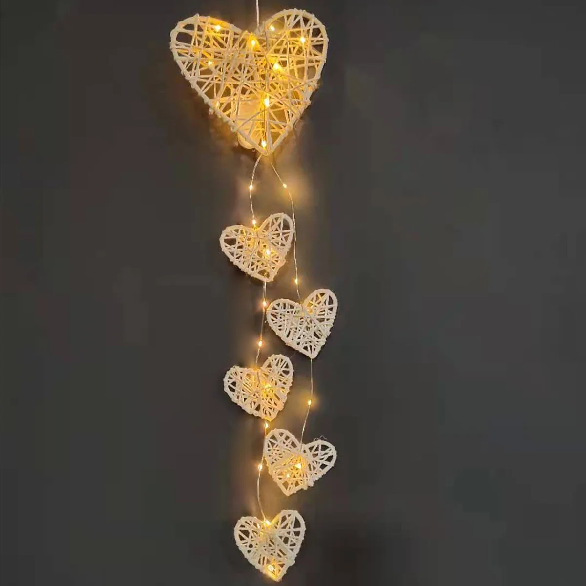 Rattan Heart Wall Hanging Pendant Wicker Rattan Natural Heart Shaped Hanging Ornaments Home Bedroom Wedding Decor