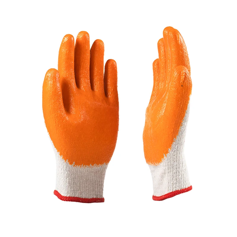 Hot Selling Industrial Grip Heavy Duty Garden Construction Cotton Liner Rubber Latex Wrinkled Safety Coated Gloves