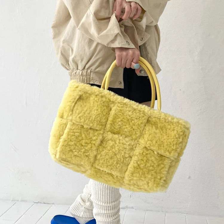 Brand Fur Handbags Fashion Women Winter Luxury Large Furry Purses  Bags Bolsa Feminine Totes