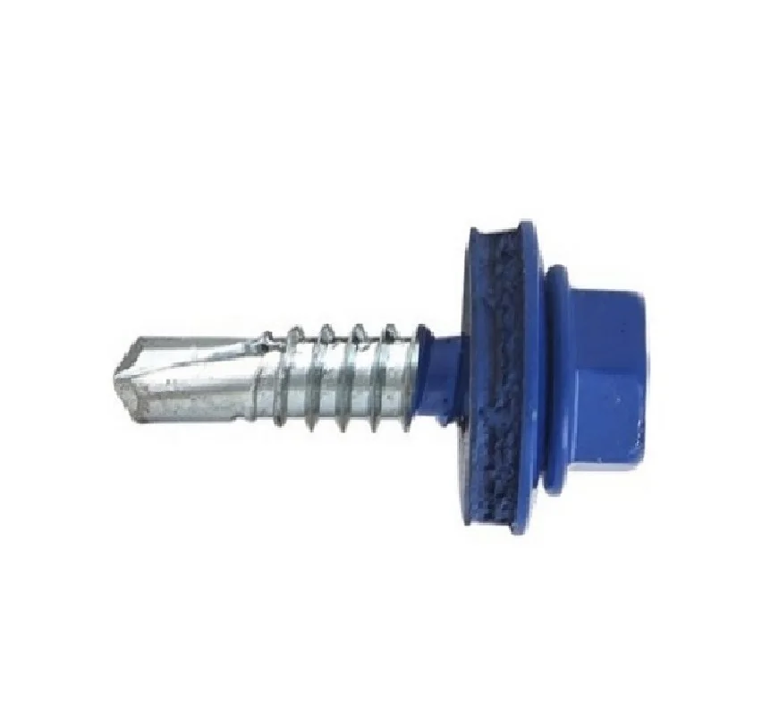 DIN7504K Self drilling screw manufacturer BLUE COLOR HEAD RAL Hex Washer Head Self-Drilling screws with EPDM Washer