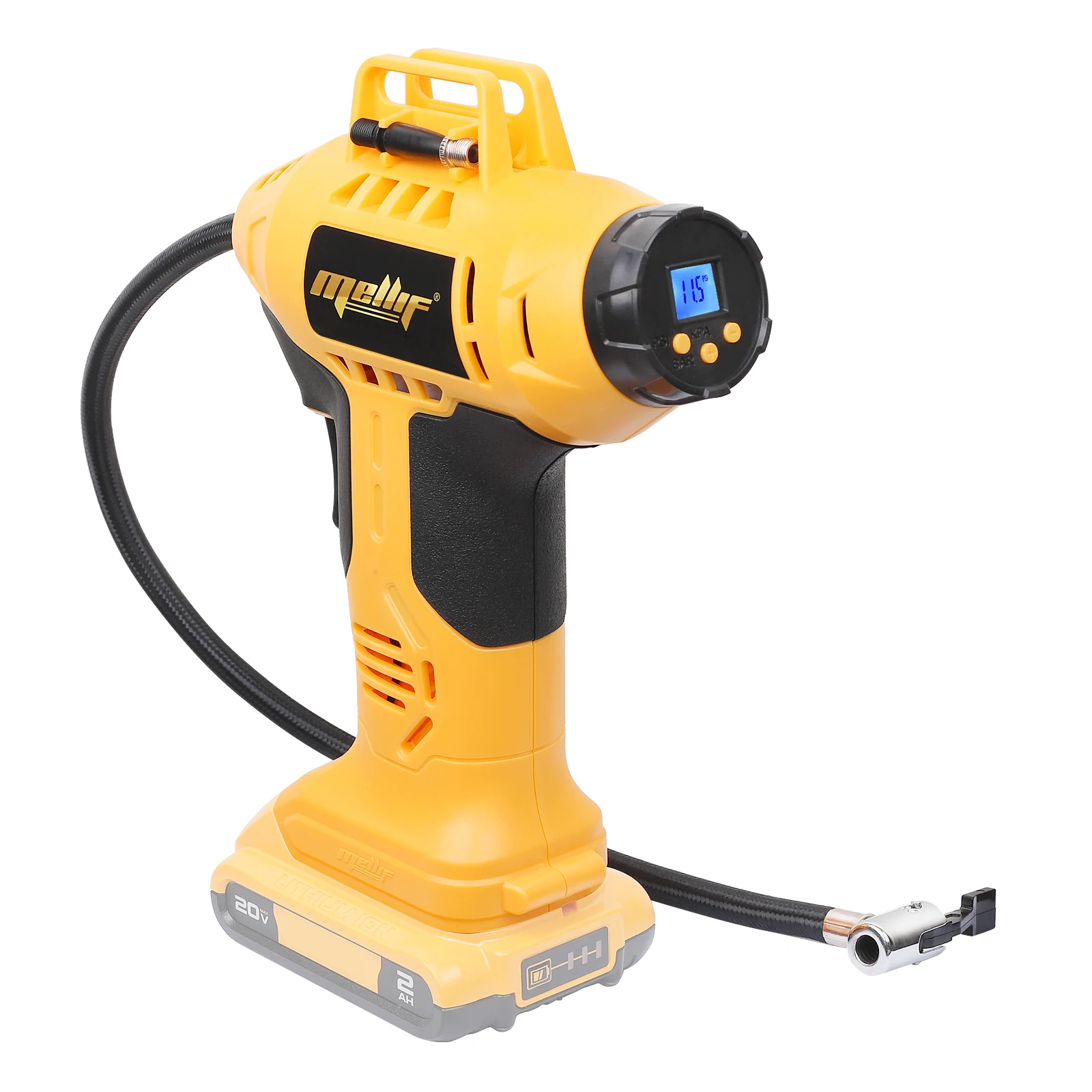 Беспроводной шинонасос Mellif для Dewalt с аккумулятором 20 в ручной воздушный насос цифровым манометром автомобилей (без батареи)