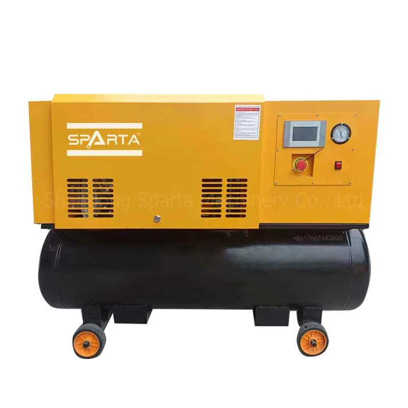 7.5KW 10bar All In One VSD Industrial Mobile Combined Screw Air Compressor with Air Dryer Tank
