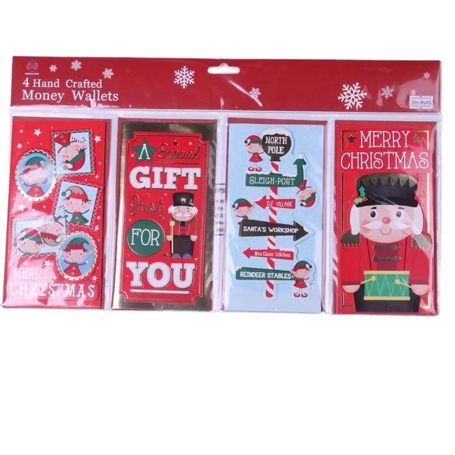Wholesale happy  new year Santa Claus snowman Christmas card greeting cards pack money card