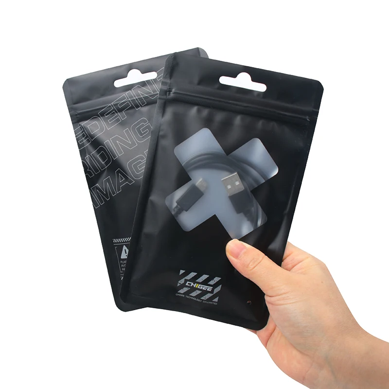 transparent custom resealable plastic packaging bag matte window design aluminum foil Zipper Pouch frosted Zip lock Bag