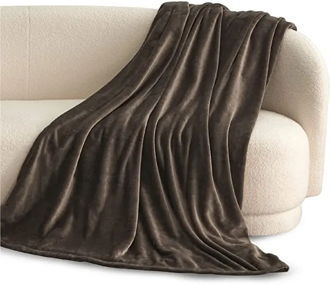 King Size Soft Warmth Micro-Fleece Yarns Throw Blanket Dark Green 100% Polyester Microfiber Throws Blankets